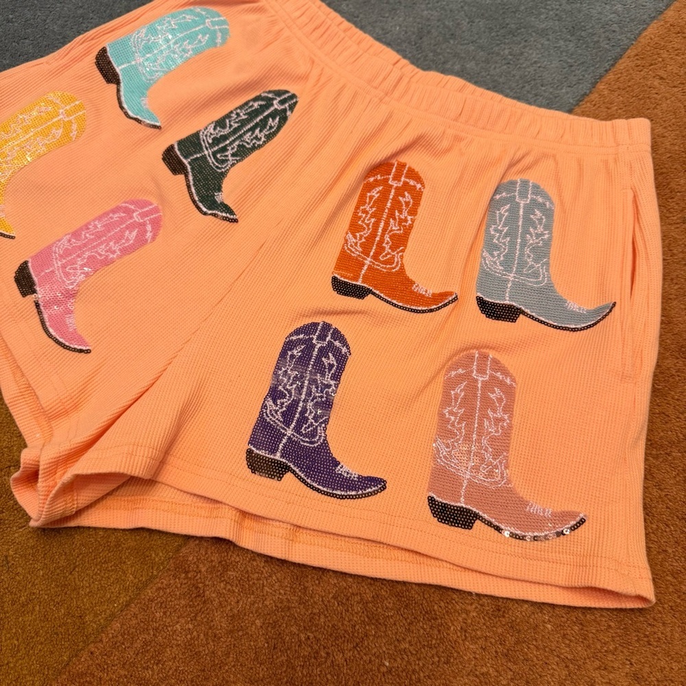 NWT Queen Of Sparkles / Waffle Cowboy Boot Shorts - Picture 4 of 7